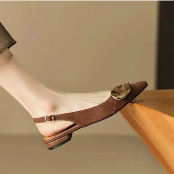 Women’s Leather Low Heel Roman Sandals