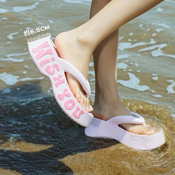 Women's EVA Platform Letter Beach Slides