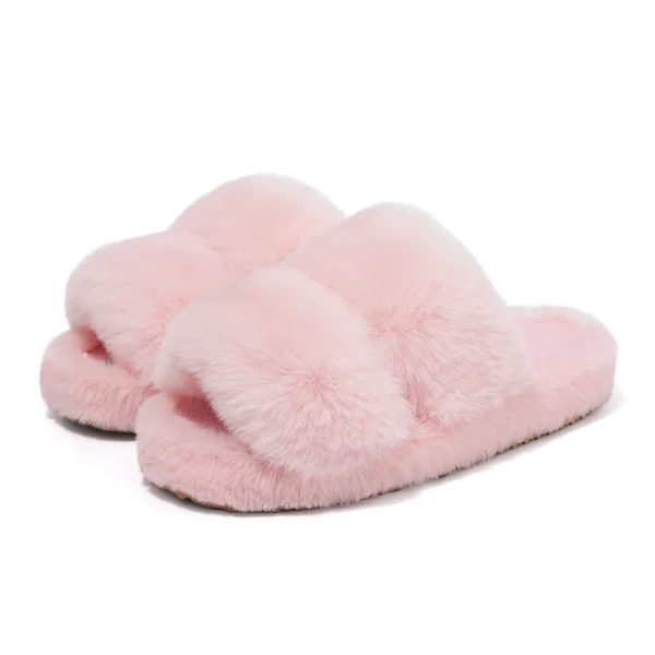 Women's Open Toe Fluffy House Slides