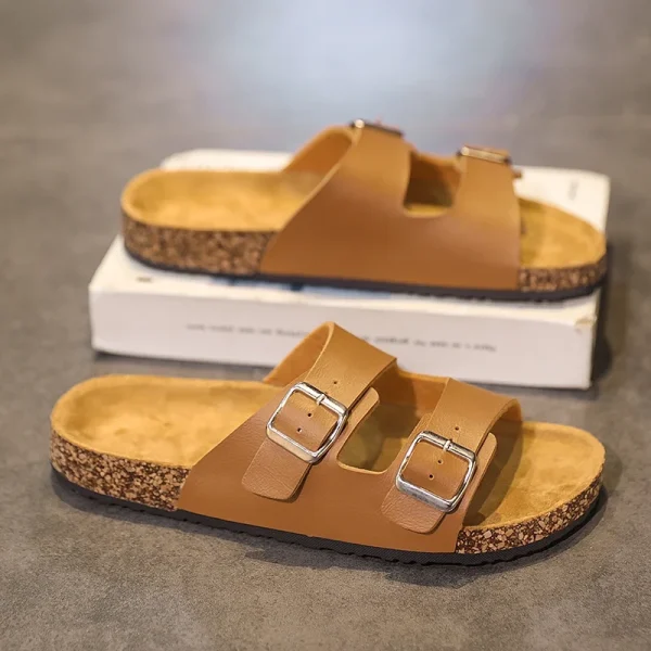 Classic Cork Buckle Slippers