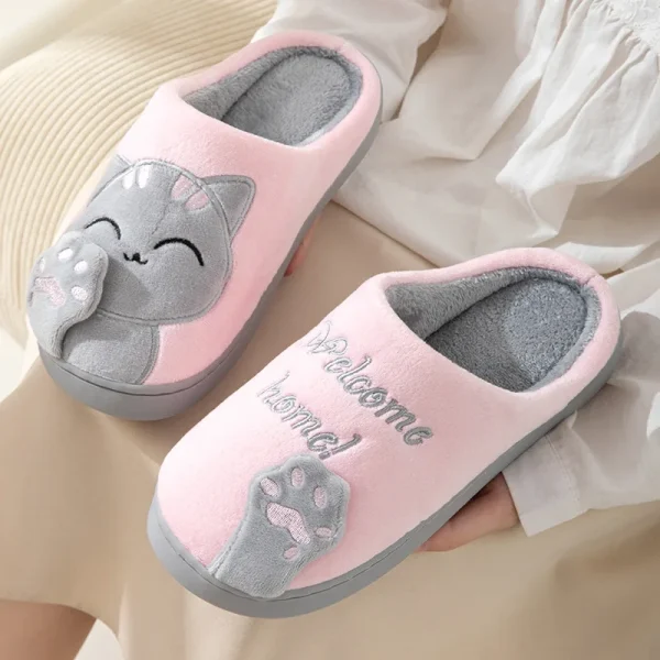 Cartoon Cat Memory Foam House Slippers