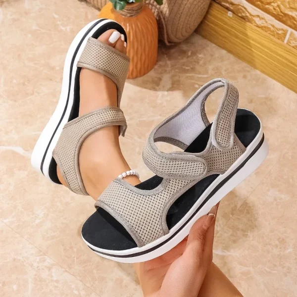 Mesh Platform Wedge Sandals