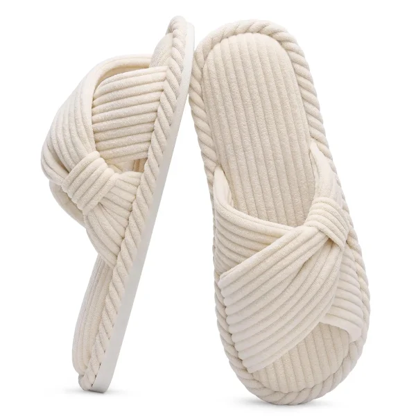 Open Toe Bow House Slippers
